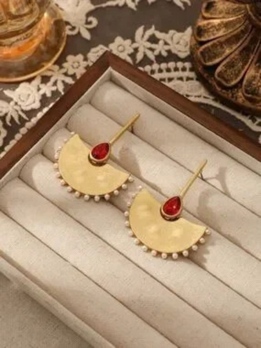 Opulent Garnet Pearl Earrings